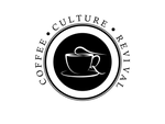 The Coffee Culture Revival logo is a simplistic black and white series of concentric circles. Outside the rim the words Coffee Culture Revival wrap in vintage typeface. The central circle is an image of a coffee cup with a cursive R forming the handle